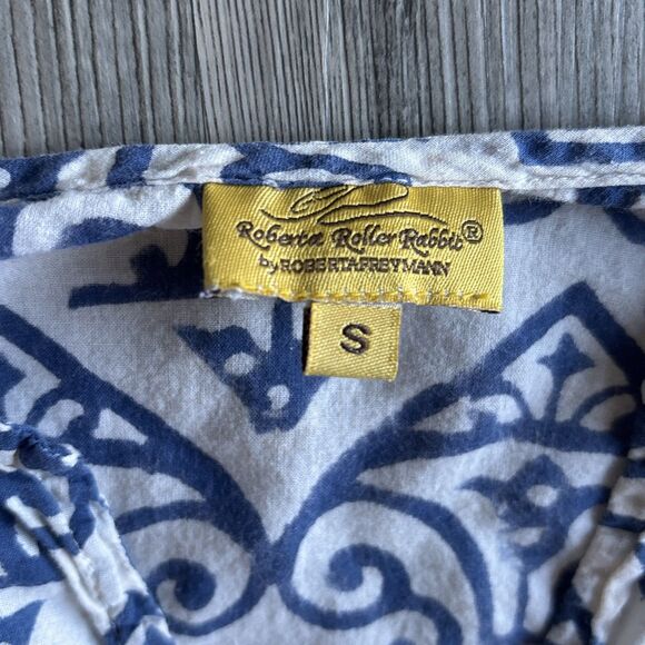 Roberta Roller Rabbit Kurta Top Blue And White Size Small - Picture 5 of 10